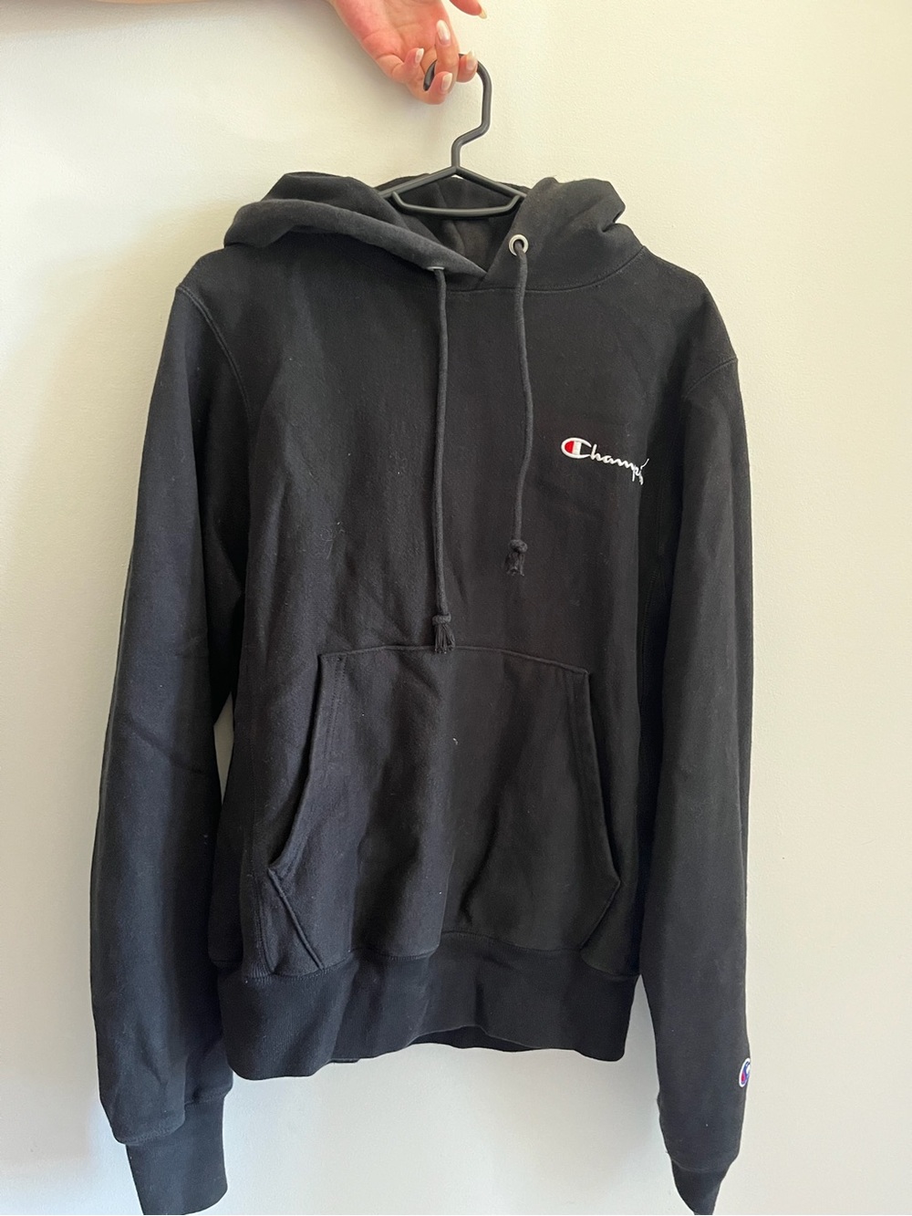 Champion Black Script Logo Hoodie